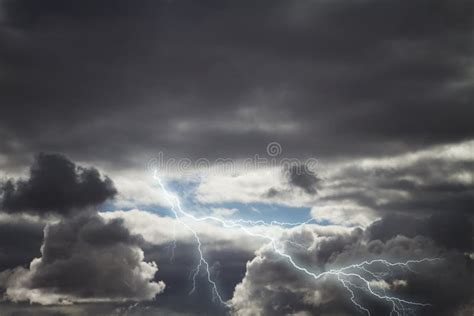 Dark Storm Rain Clouds With Lightning Stock Image Image Of Flash