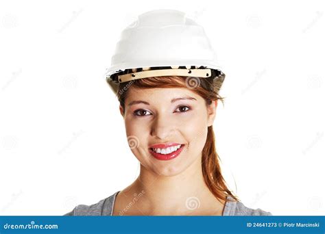 Young Architect Woman Wearing A Protective Helmet Stock Image Image Of Designer Lady 24641273