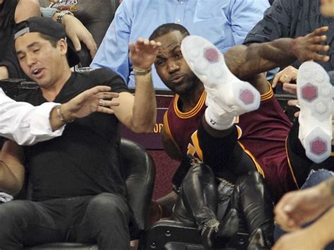 Nba Star Lebron James In Scary Sideline Collision With Golfer Jason Day