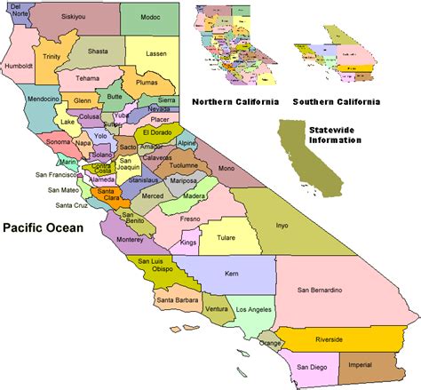 California County Line Map Cities And Towns Map