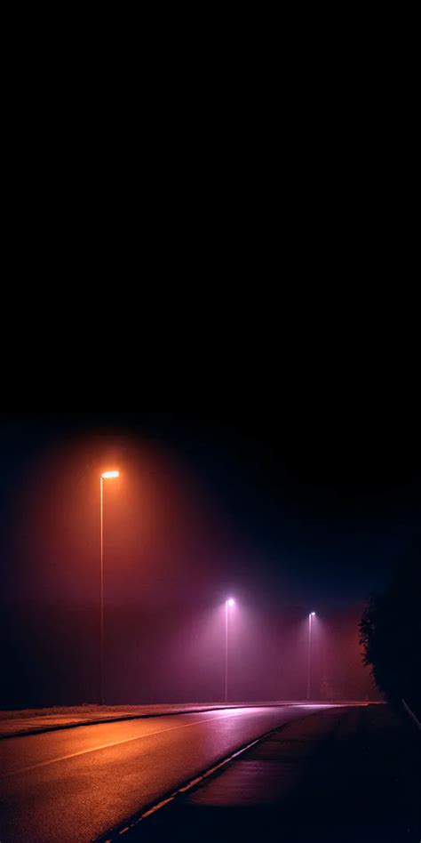 Ночные фонари Свечение Дорога Ночь Фонари Amoled 1440x3120