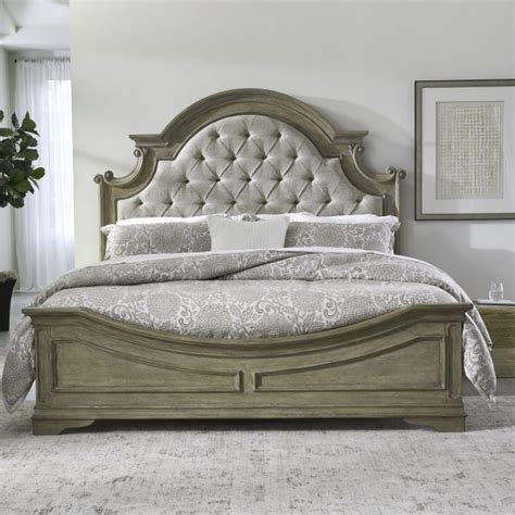 Magnolia Manor King Upholstered Bed Light Brown Furniture