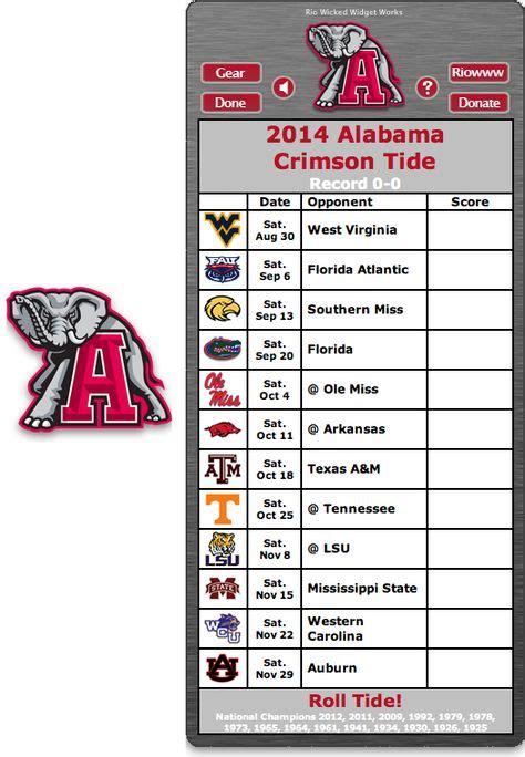 11 Best Alabama Crimson Tide Schedule Images Alabama Crimson Tide