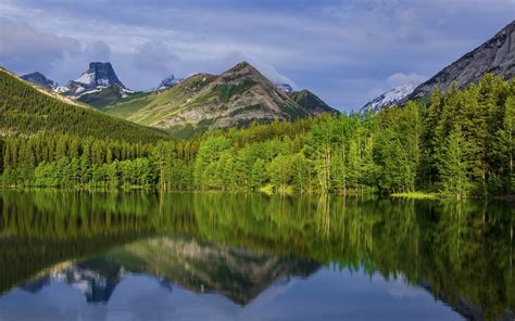 Nature Landscapes Lakes Reflection Trees Forest Woods Mountains