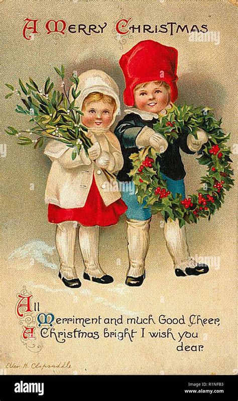 Vintage Christmas Card Design Stock Photo Alamy