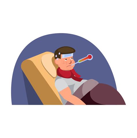 Sick Man In Bed Cartoon