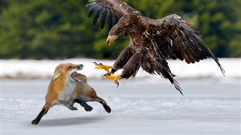 King Eagle Hunting Fox In The Snow Wild Animal Fights Youtube