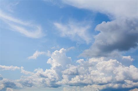 Blue Sky Background With White Tiny Clouds Sky Panorama Stock Image