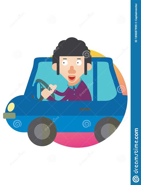 Man Driving A Car Vector Illustration Decorative Design Stock Vector