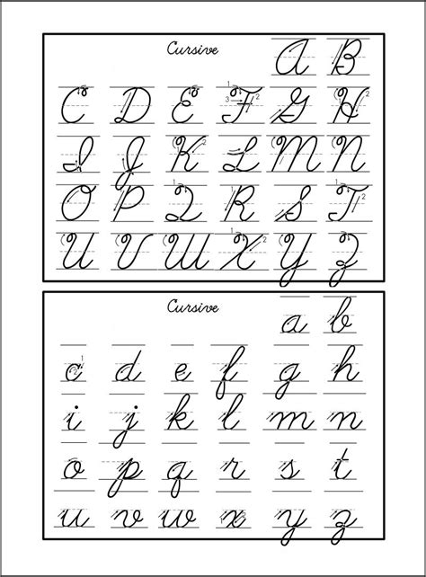 Cursive Letter Chart Free Printable
