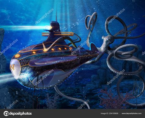 Jules Verne Illustrations Squid