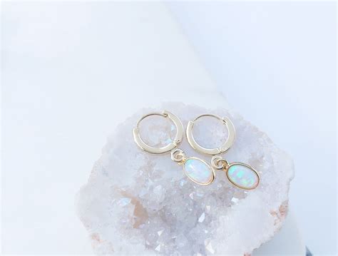 Opal Earrings Charm Earrings Hoop Earrings Tarnished Jewelry Metal