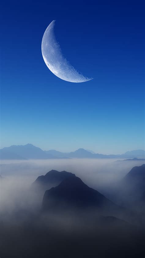 2160x3840 Blue Morning Moon Nature 4k Sony Xperia Xxzz5 Premium Hd