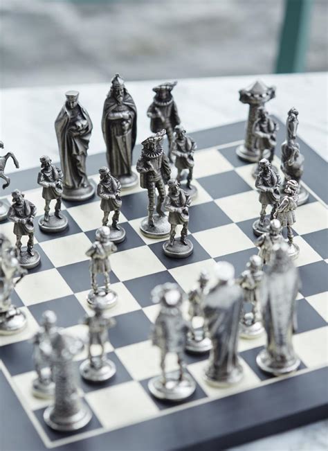 Contemporary Chess Mullingar Pewter Medieval Irish Designed Chess Set
