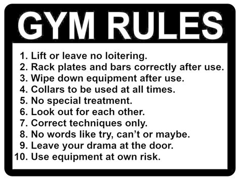 897 Gym Rules Safety Funny Door Wall Metal Aluminium Plaque Sign Fitne