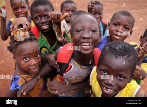 Group Of Cute Kids Going Crazy In Kaya Burkina Faso Stock Photo