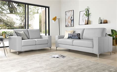 Baltimore Light Grey Leather 32 Seater Sofa Set Furniture Choice
