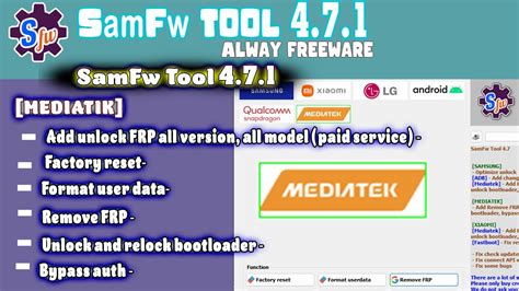Samfw Tool Remove Samsung Frp One Click Fix Bug Youtube