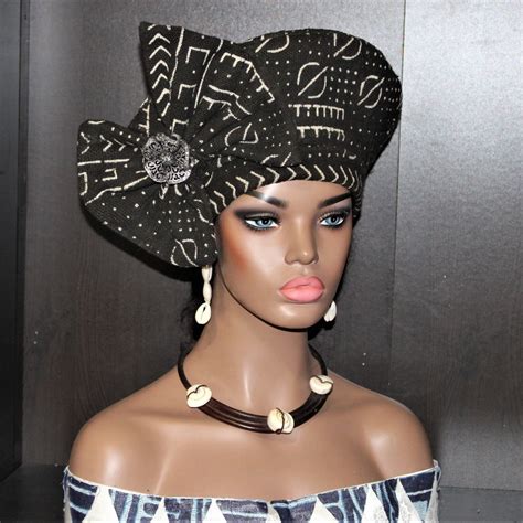 Mudcloth Hat Zulu Hat African Hat Made From Authentic Mudcloth Fabric African Hats Classy