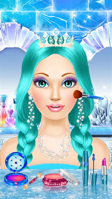 ice queen salon spa makeup and dress up princess for girly girls who love fashion games amazon