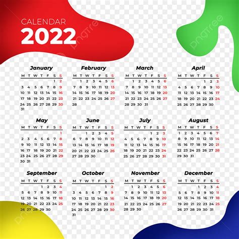 Gambar Kalender 2022 Ilustrasi Berwarna Warni Kreatif Kalender Satu