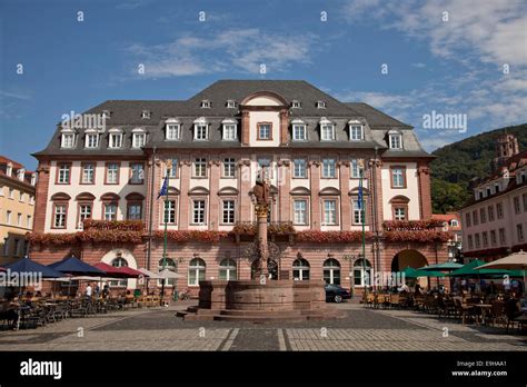 Heidelberg Town Hall With The Hercules Fountain In The Market Square