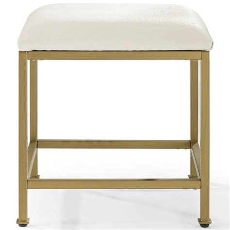Crosley Aimee Faux Leather Vanity Stool In Soft Gold Homesquare