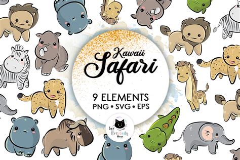 Kawaii Safari Animal Clipart Cute Animals Sublimation Pack 658809