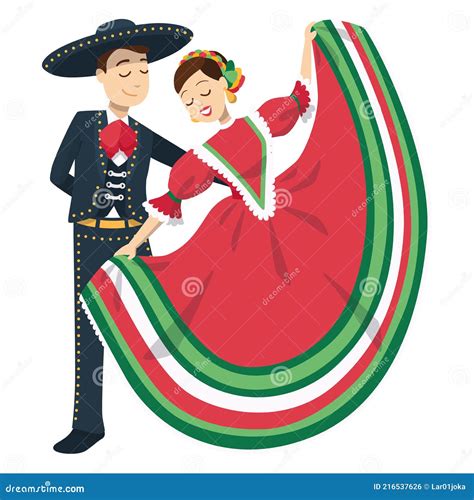 Pareja De Bailarines Tradicionales Mexicanos Ilustración Del Vector Ilustración De Alineada