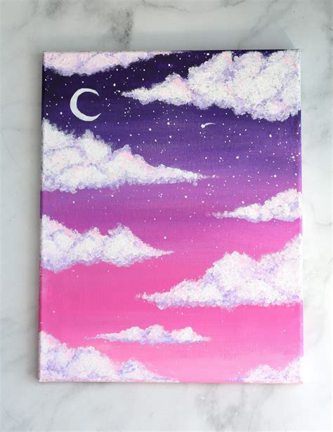 How To Paint Clouds With Acrylic Paint For Beginners Easy Small