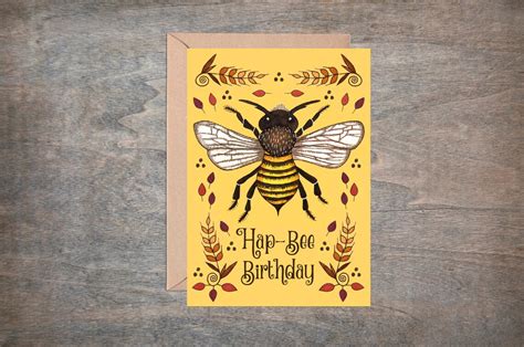 Bee Birthday Card And Envelope Honey Bee Hap Bee Birthday Card Etsy