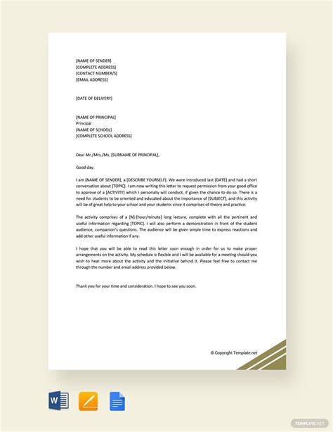 Request Letter To Principal Template In Word Free Download