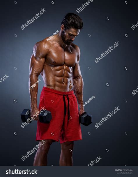 Handsome Muscular Men Bodybuilder Lifting Weights Stock Photo Shutterstock