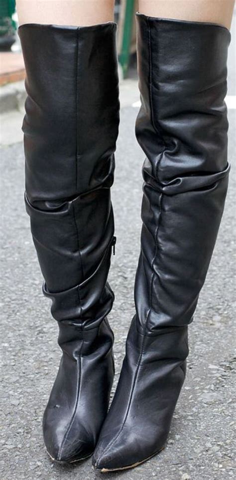 Knee High Boots Over Knee Boot Otk Boot Black Leather Boots Riding