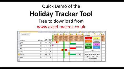 Free Employee Annual Leave Tracker Tool In Excel Vba Youtube