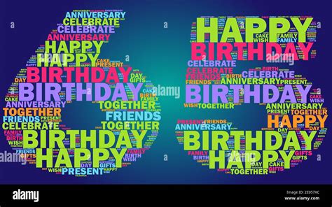 Happy 65th Birthday Word Cloud Colorful Concept Stock Photo Alamy