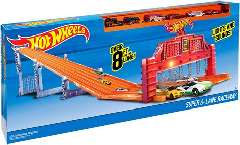 Hot Wheels Toy Car Track Set Super Lane Raceway Ft Track That Rolls Up For Storage