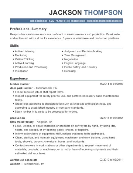 Many people also use it with cnc routers. Deer Park Lumber Lumber Stacker Resume Sample - Falls Pennsylvania | ResumeHelp