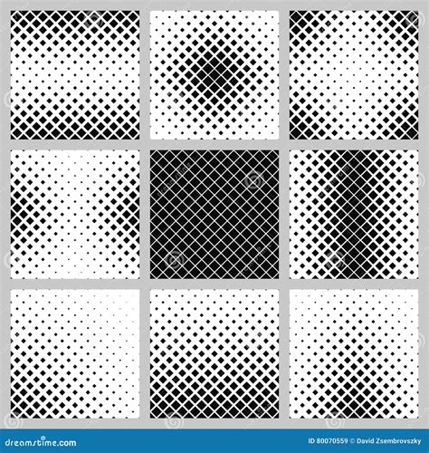 Set Monochrome Square Pattern Designs Stock Vector Illustration Of