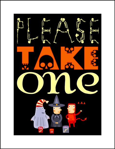 Embellish Free Printable Please Take One Halloween Candy Sign