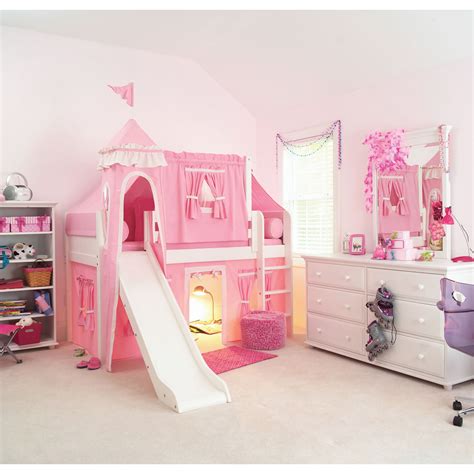 Browse our selected full, twin, daybed, trundle, loft, and bunk beds to complete a comfortable and trendy girls' room. Marvelous Girl II Deluxe Tent Low Loft with Slide - Bunk Beds & Loft Beds at Hayneedle