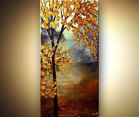 Abstract Paintings By Osnat Fine Art Golden Season Abstract Tree