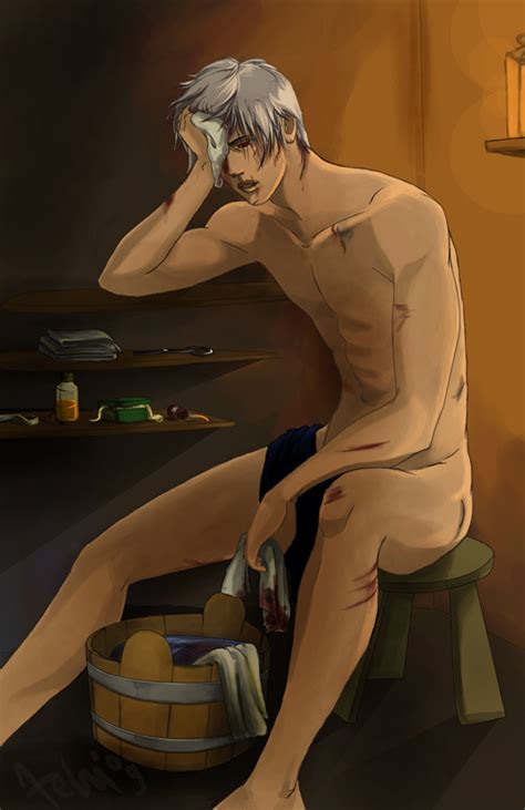 Rule Boy Bathing Bottle Bucket Hatake Kakashi Male Male Only Naruto Nude Solo Tagme Towel