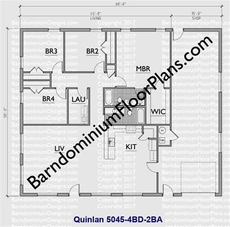 Stock Floor Plan Barndominium Quinlan Versions Barndominium Floor Plans