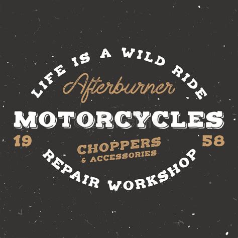 Retro Motorcycle Badge In Vintage Style Label On Moto Theme Stock