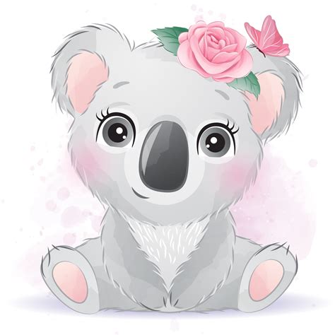 Cute Koala Clipart With Watercolor Illustration Etsy
