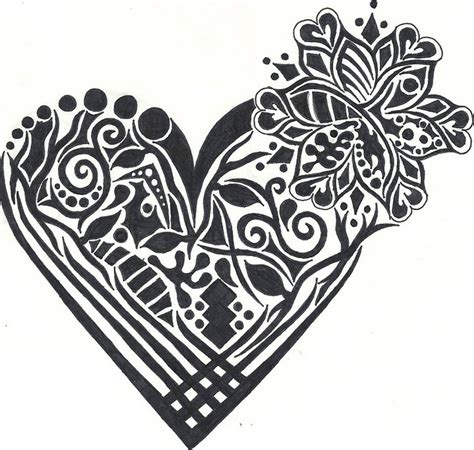 Tribal Heart And Flower Tattoo Designs