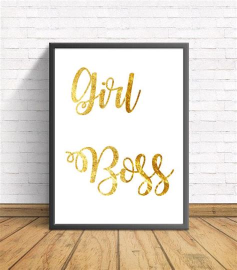 Girl Boss T Gold Foil Print Black Print Gold Wall Art Hot Girl