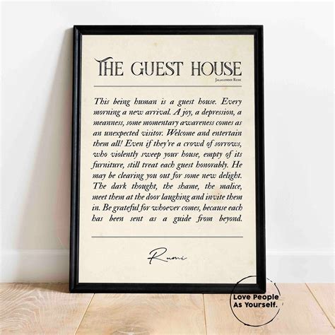 The Guest House Poem By Rumi Rumi Quote Inspiring Poem Etsy México