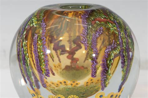 Chris Heilman Round Art Glass Vase With Wisteria And Flowers At 1stdibs Chris Heilman Glass